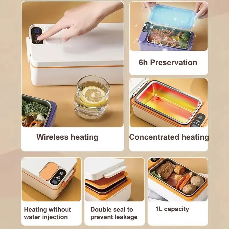Multifunctional stainless steel electric lunch box travel household mini electric heating lunch box self-heating lunch box
