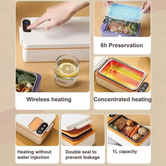 Multifunctional stainless steel electric lunch box travel household mini electric heating lunch box self-heating lunch box