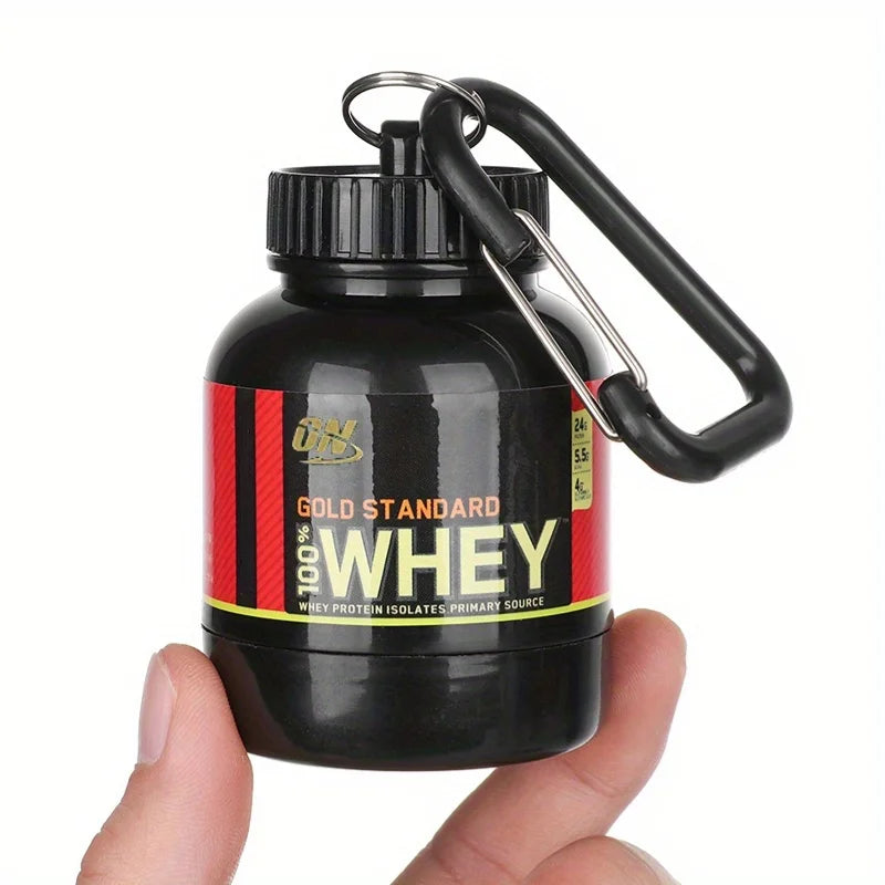 1pc 100ML Outdoor Sport Mini Portable Protein Container Powder Bottle with Whey Keychain Health Funnel Medicine Box